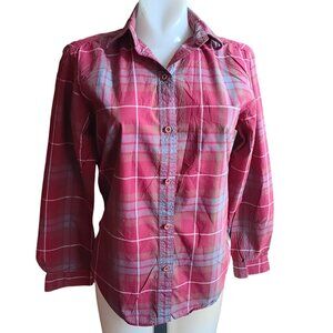 Medium Vintage 1980's Country Womens Plaid Button-Up Shirt Henry Grethel